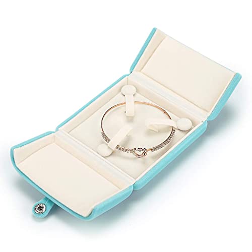 MDLUU Velvet Bracelet Gift Box, Bangle Holder Case, Jewelry Storage Displays for Birthday, Wedding, Valentine's Day, Anniversary (Cyan Blue) - Image 1