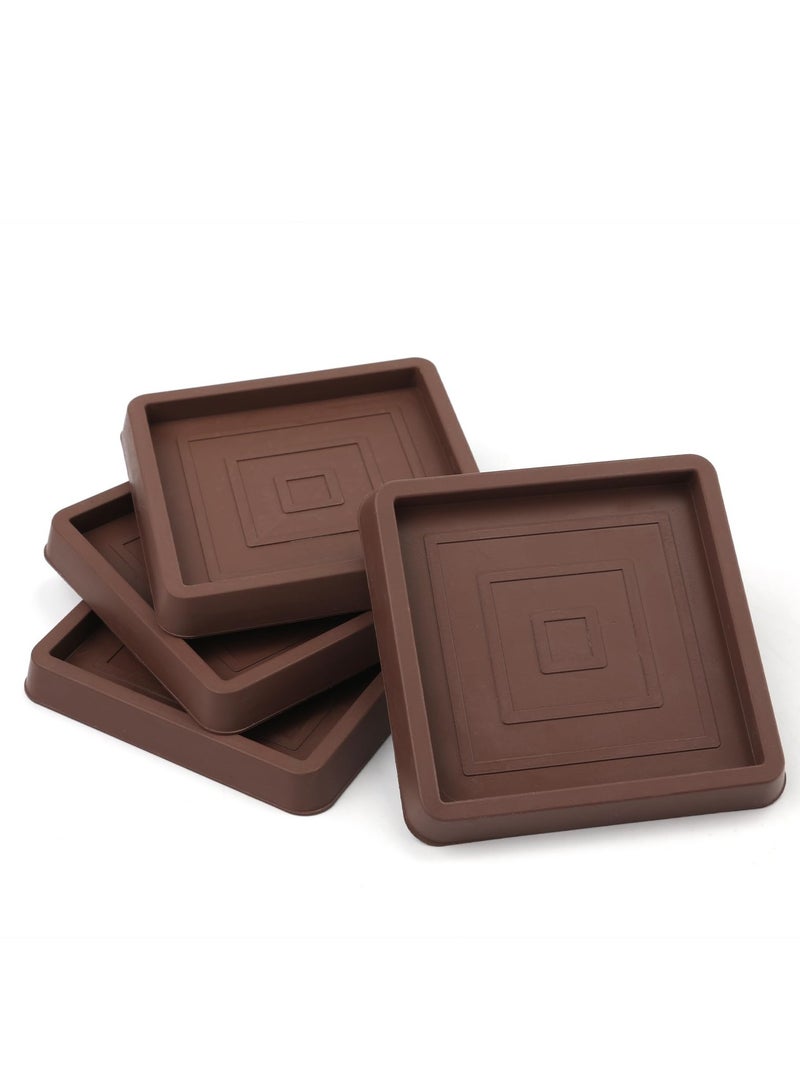 Excefore Square Sofa Non Slip Mat, Furniture Pads Rubber Furniture Caster Cups, Suitable for Hardwood Floors, Carpet, Bed, Cabinet, Sofa, Chair Table (Brown, 4PCS) - Image 1