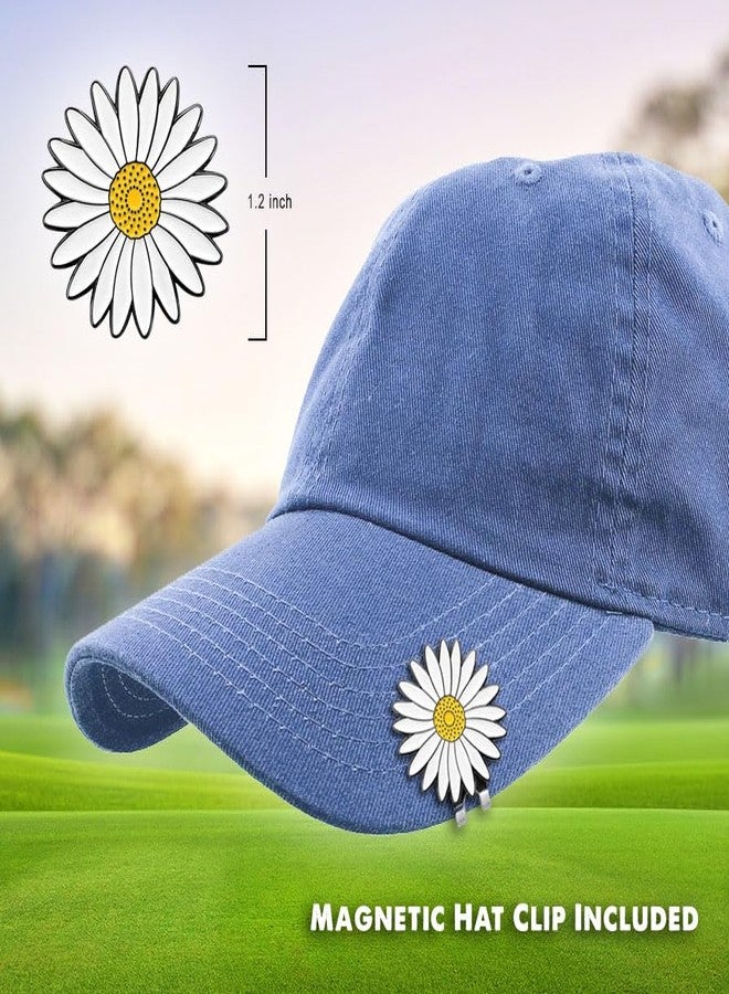 Pinsanity White Daisy Flower Golf Ball Marker with Hat Clip - Novelty Golfing Accessory & Gift for Golfers - Image 3