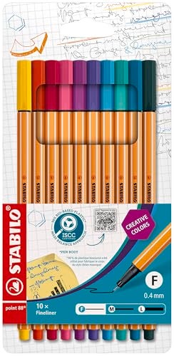 STABILO Fineliner STABILO Point 88 Wallet of 10 Assorted Colours - Image 1