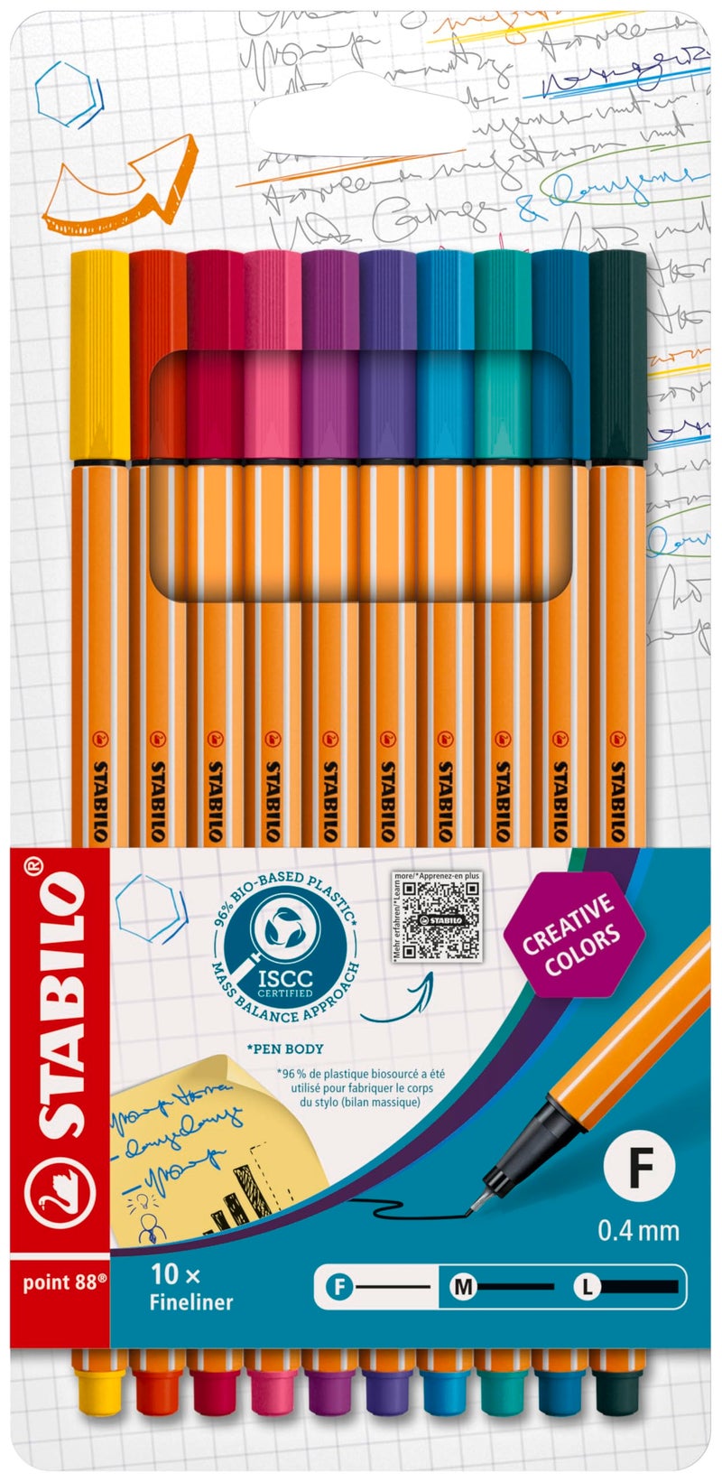 STABILO Fineliner STABILO Point 88 Wallet of 10 Assorted Colours - Image 2