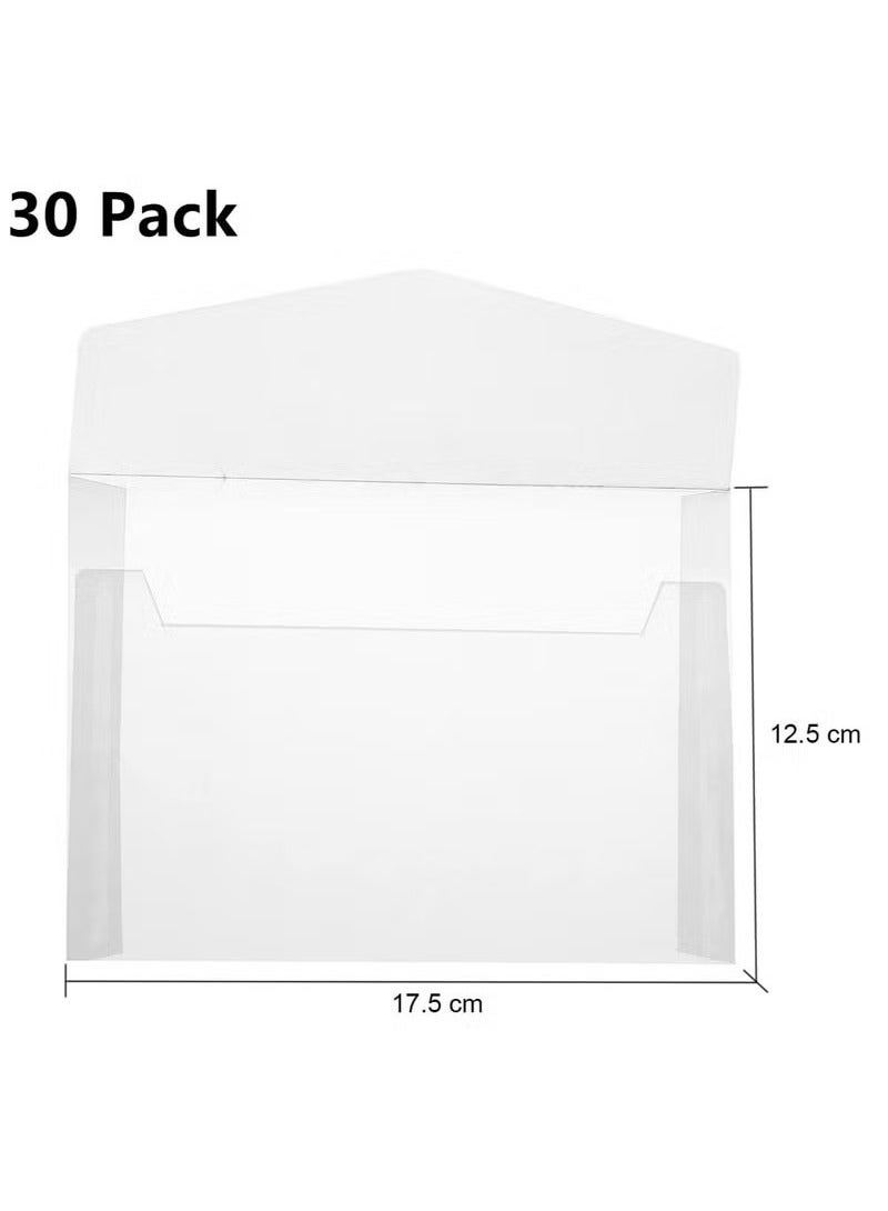 بيوينتي مجموعة من 30 ظرفًا أبيضًا بحجم A7، ظرف من الورق الزجاجي مقاس 5×7، ظرف شفاف مقاس 5×7 لحفلات أعياد الميلاد. - Image 2