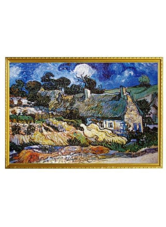 لعبة ألغاز ورقية للكبار مكونة من 1000 قطعة، لوحة زيتية مشهورة عالميًا، منفذ تخفيف الضغط لسماء فان جوخ المرصعة بالنجوم - اللون: 63152-17 منزل من القش فان جوخ - Image 1