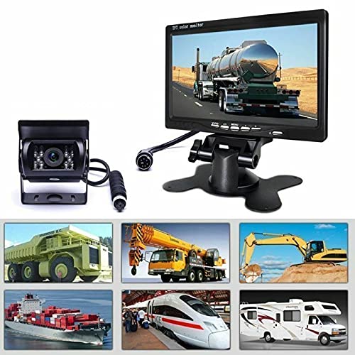 Generic Multibao Reversing Camera Kit，4 Pin 2x Waterproof 18LEDs Night Vision Reverse Rear View Camera with 2x Aviation Cables +12-24V 7" TFT LCD Car Monitor for Large Truck/Bus/RV/Trailer/Tractor/camper  - Image 2