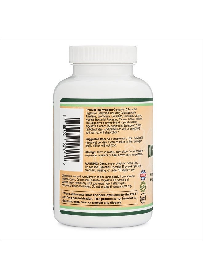 Double Wood Supplements - Essential Digestive Enzymes, 800mg - 180 Capsules - Image 1