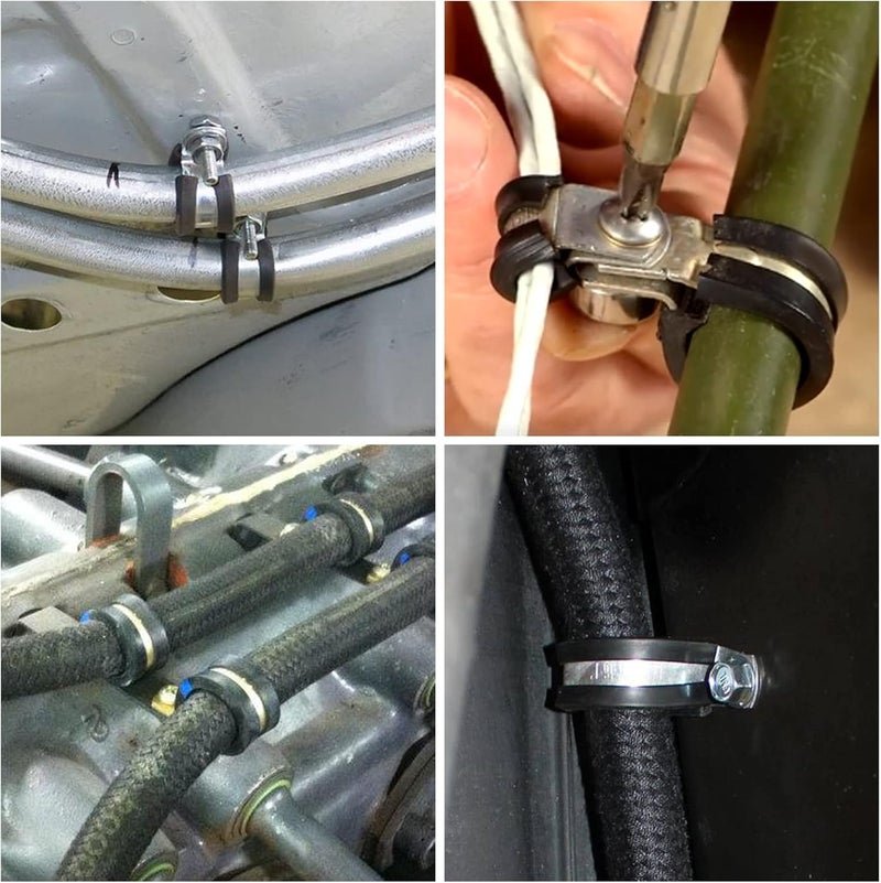 PADTON 12 Pack 1 3/4 Inch Stainless Steel Cable Clamps, Metal Pipe Clamps Wire Clamps Conduit clamps for Tube, Pipe or Wire Loom Installation, Rubber Cussioned - Image 4