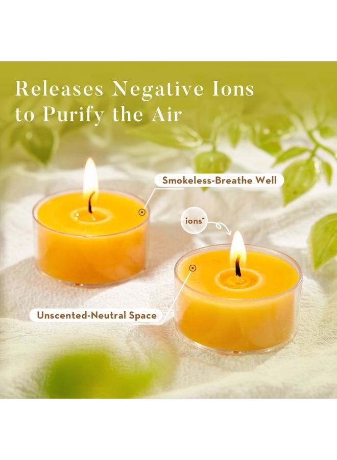 Ashlux Unscented Beeswax Tea Lights Candles 20 Pack, 4 Hours Long Burning Handmade Yellow Tealight Candles, Clear Cup Smokeless Beeswax Candles for Wedding, Christmas Lights, Centerpiece & Home Decor - Image 3