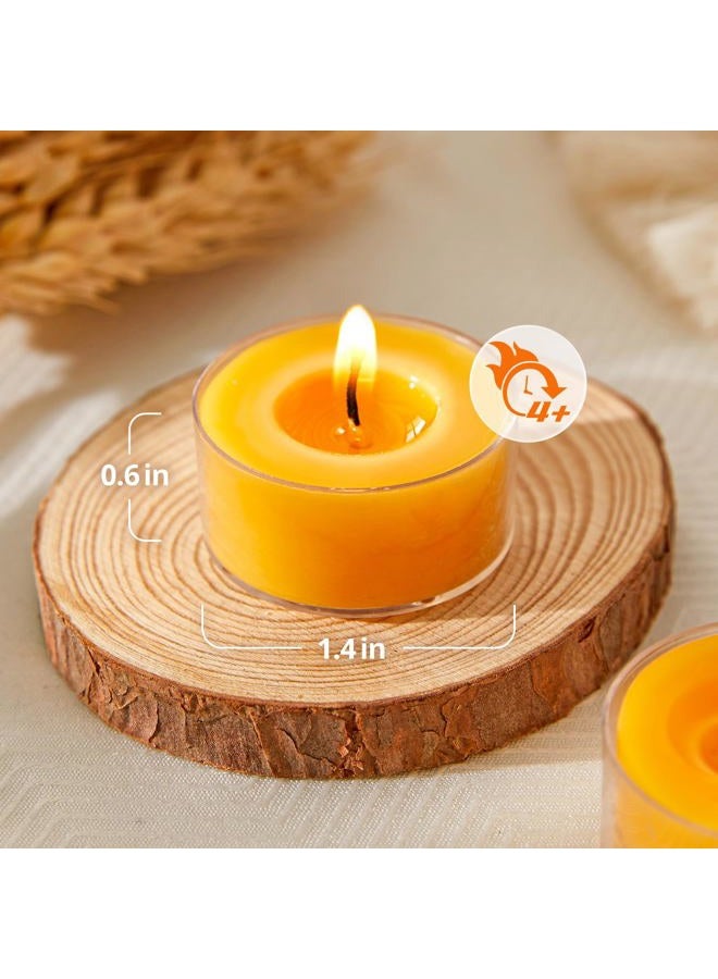 Ashlux Unscented Beeswax Tea Lights Candles 20 Pack, 4 Hours Long Burning Handmade Yellow Tealight Candles, Clear Cup Smokeless Beeswax Candles for Wedding, Christmas Lights, Centerpiece & Home Decor - Image 2