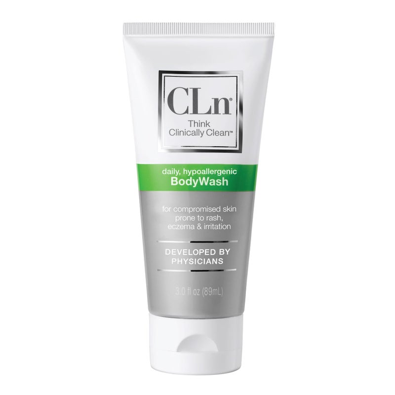 CLn BodyWash NonDrying Body Wash Preserved with Sodium Hypochlorite For Compromised Skin Prone to Eczema Dermatitis Rash Hidradenitis Suppurativa FragranceFree ParabenFree 3 fl oz