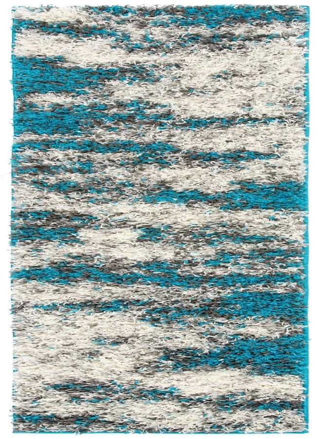 Rugshop Turquoise Contemporary Abstract Design Plush Shag Area Rug - Non-Shedding Soft for Hallway, Entryway and Bedroom, 2' x 7' - Image 2