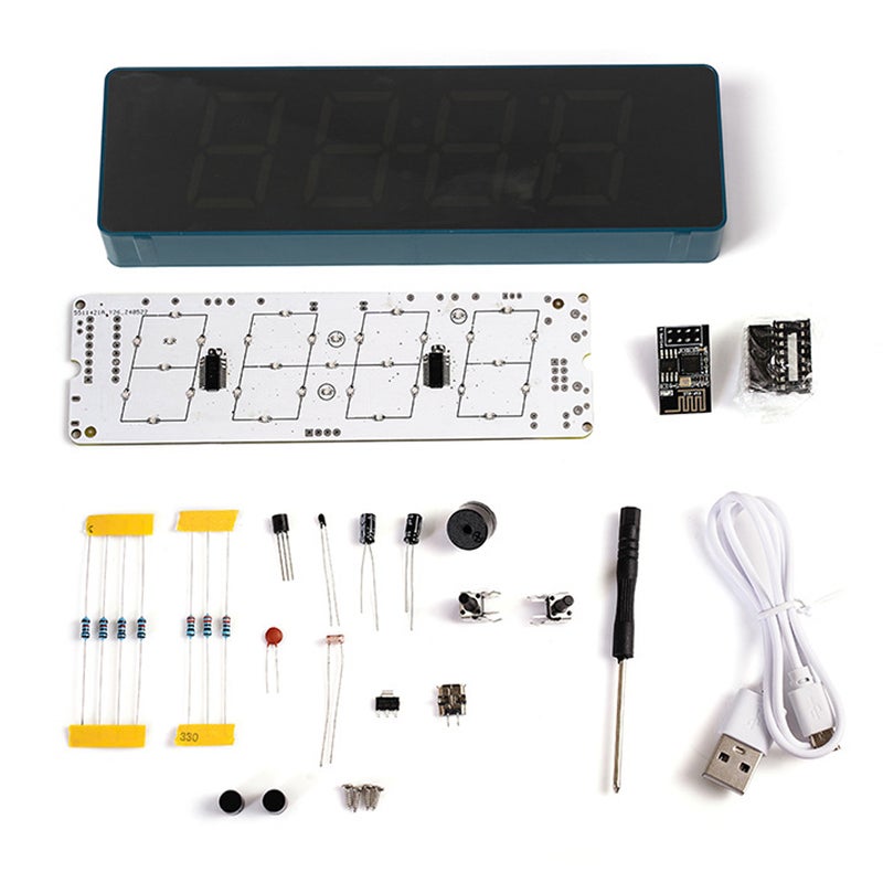 مجموعة أجزاء تقنية ESP8266 لصناعة ساعة واي فاي ملونة للإنترنت الأشياء، ساعة إلكترونية ذكية لممارسة اللحام الدو إي واي، مع مزامنة الوقت التلقائية وعرض قابل للتخصيص ودرجة سطوع قابلة للتعديل - Image 1