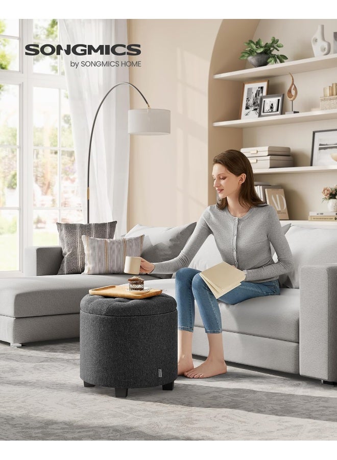 SONGMICS صندوق تخزين دائري من سونغميكس مع أرجل 45 سم قطر 44.5 سم ارتفاع أقصى تحميل 150 كجم لغرفة المعيشة وغرفة النوم رمادي داكن - Image 2