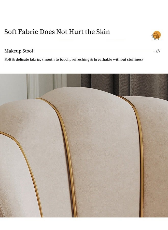 Generic 360 Degrees Adjustable Home Office Chair with Petal-Shaped Backrest Cute Vanity Chair with Wheels High Back Comfy Makeup Stool Luxury Pouf Nordic Mobile Vanity Chair Lazy Minimal Furniture White  - Image 3