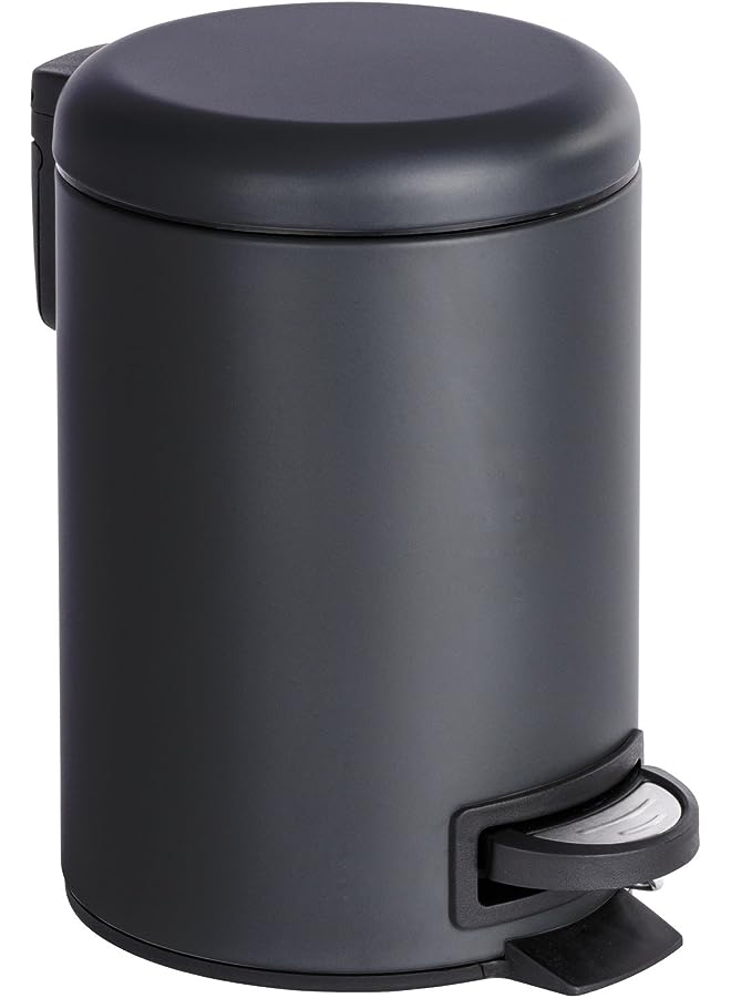 راكسوم دواسة بن ليمان، ستانلس ستيل، سلة قمامة منزلية ناعمة الإغلاق، هيكل متين وقوي، سعة 3 لتر، 17x25x22.5 سم، أسود - Image 1