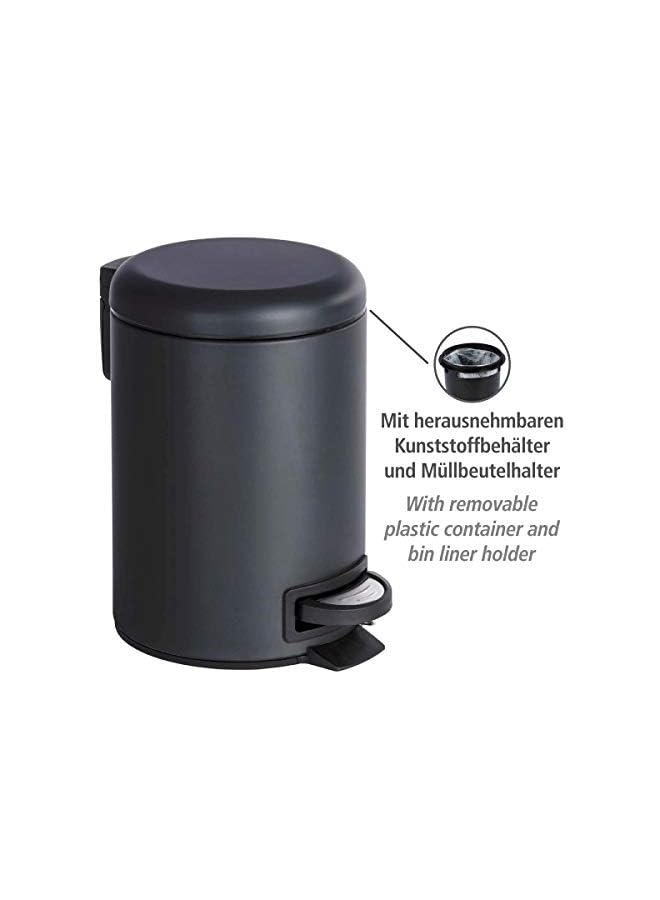 راكسوم دواسة بن ليمان، ستانلس ستيل، سلة قمامة منزلية ناعمة الإغلاق، هيكل متين وقوي، سعة 3 لتر، 17x25x22.5 سم، أسود - Image 2