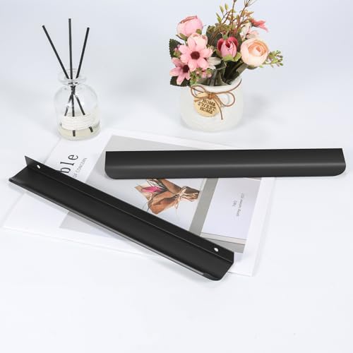 Malimali 10 Pack Black Finger Edge Pulls for Wardrobe Cabinets 11.81" Drawer Pulls Kitchen Cabinet Handles Modern Aluminum Concealed Tab Pulls for Closet Door, Matte Black - Image 5