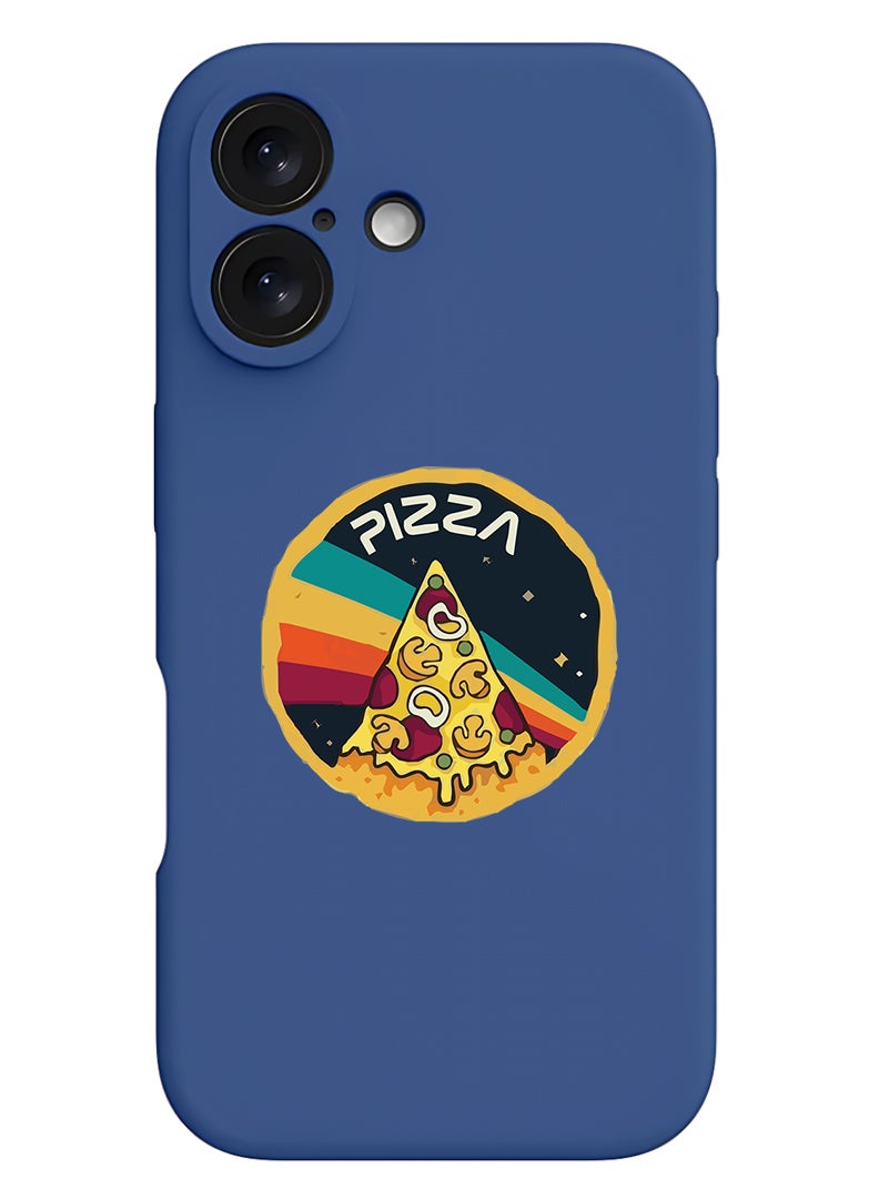 Theodor Protective Slim Fit Case Liquid Silicone Cover with Full Body Protection Anti-Scratch Shockproof Case For Apple iPhone 17 (Blue) Pizza - Image 1