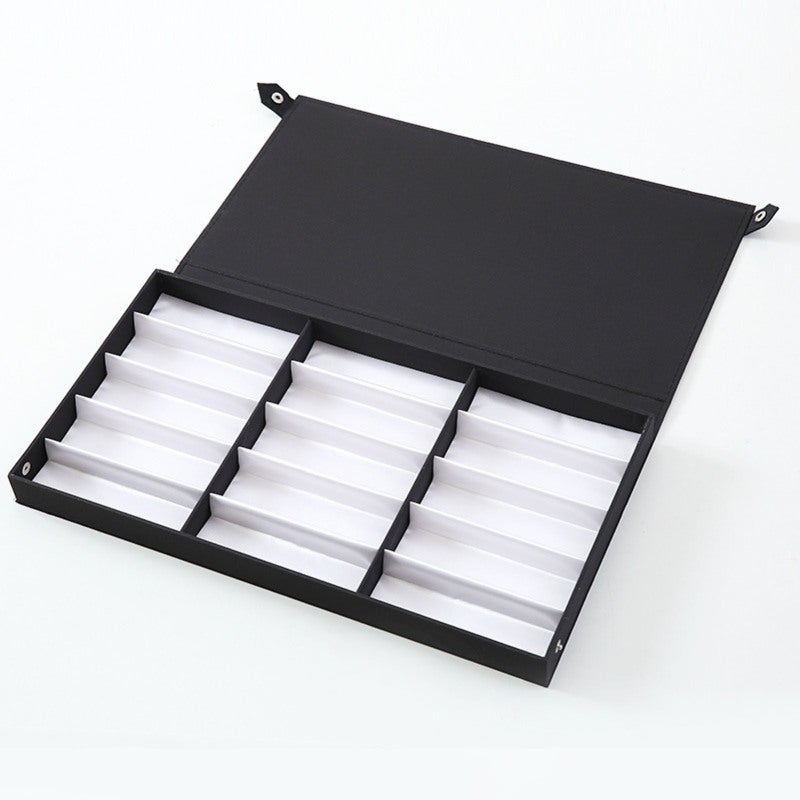 Sunglasses Organizer 15 Grids White Fabric Lining Eyeglass Storage Case - Multifunctional Design Eyewear Organizer for Dresser Cabinet Drawer Travel Business Trip - Image 1