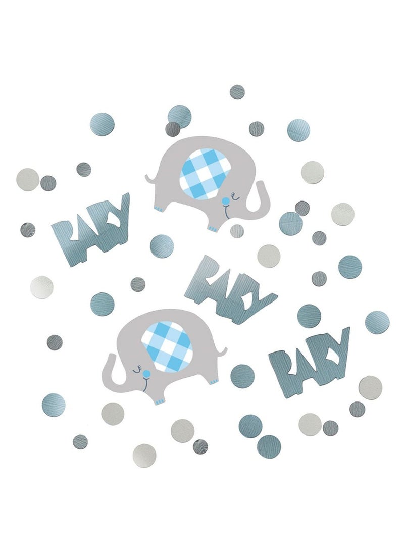 Unique Baby Elephant Confetti Blue Holographic Paper Plastic 14g - Image 1