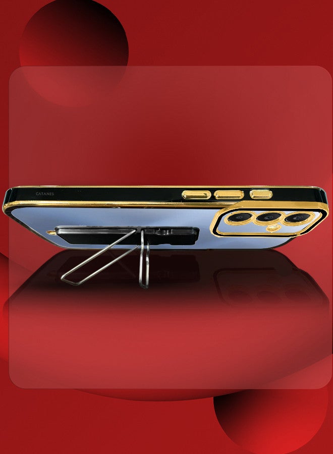 CATANES جراب Samsung Galaxy A15 بحافة مطلية بالكهرباء مع حامل واقٍ مقاوم للصدمات مع حماية كاملة للكاميرا - Image 5