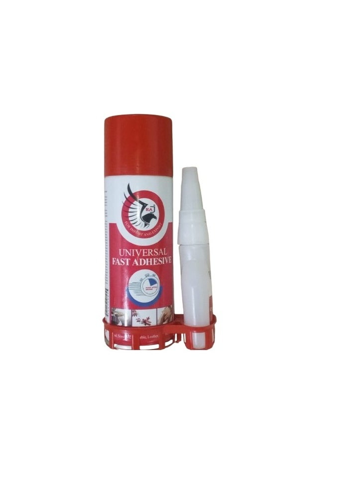 RAJ - Raj Universal Fast-Acting Universal Adhesive, 2-pack of 100 ml + 200 ml (adhesive + drying spray and adhesion enhancer), adhesive for wood, ceramic and metal, strong, fast-drying, high-acting waterproof adhesive for repair, maintenance and restoration of broken objects - 100 + 200 ml - Image 1