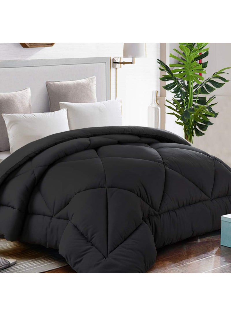 TEKAMON TEKAMON All Season King Comforter Winter Warm Summer Soft Quilted Down Alternative Duvet Insert Corner Tabs Machine Washable Luxury Fluffy Reversible Collection for Hotel Black 