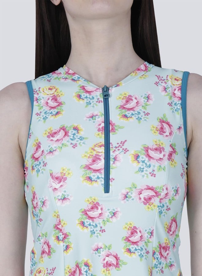 FILMAX McQueen Floral Fusion Printed Women's One-Piece Swimming Dress (SW-4750P-Sea Green Floral_XL) - Image 5