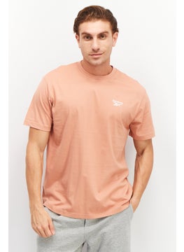 Men Sportswear Fit Short Sleeve Brand T Shirt, Peach