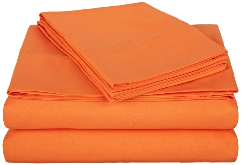 DESTINY CRESCENT BED Full XL 100% Microfiber Double Brushed Sheet Set - Extra-Soft  Breathable & Wrinkle-Free - 15"" Deep Pockets  54"" x 80"" - Ideal for Extra Long Full Beds - 4PC Set (Full XL  Orange)
