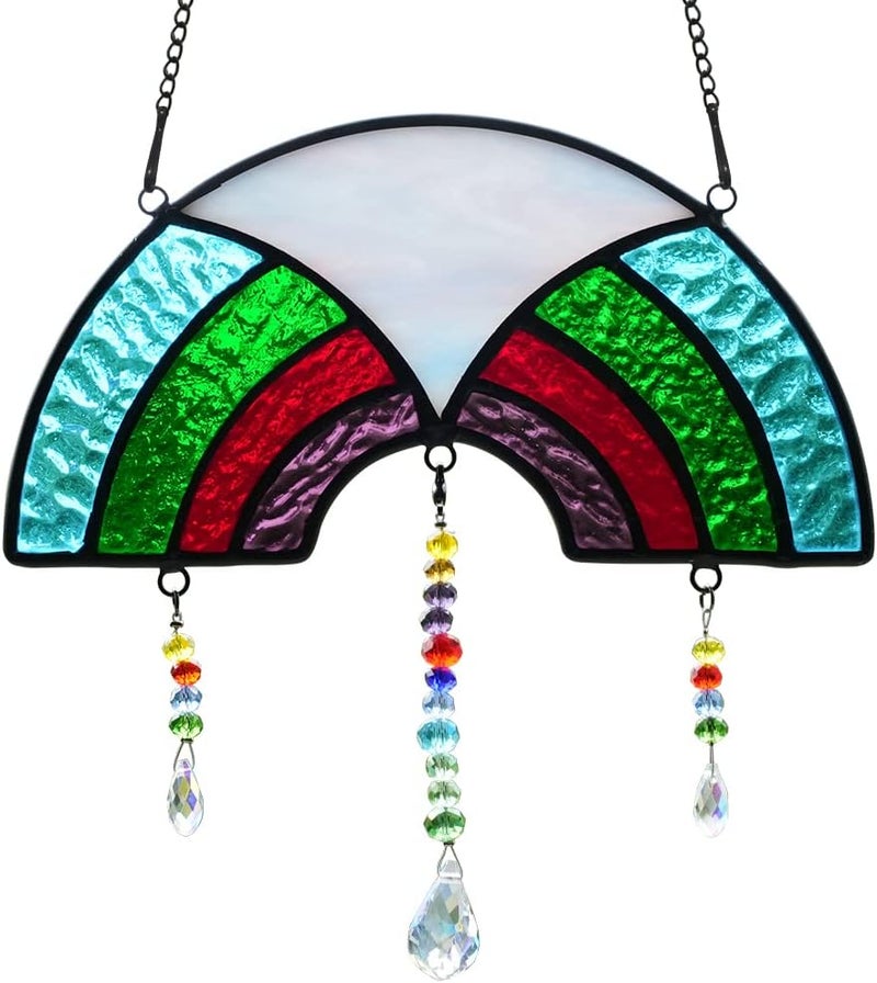 BOXCASA Stained Glass Suncatchers Crystals Pendants,Rainbow Crystal Beads Decor Gifts for Women,Suncatcher for Window Colorful Crystal Prism Pendants Gifts for Mother Grandma Nana Aunt - Image 1