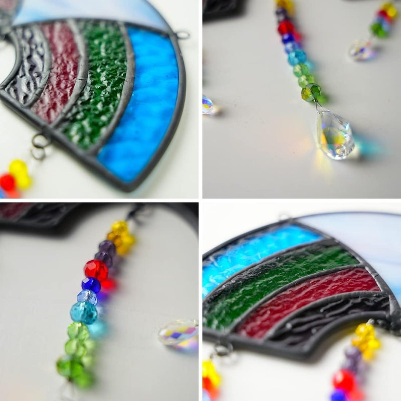 BOXCASA Stained Glass Suncatchers Crystals Pendants,Rainbow Crystal Beads Decor Gifts for Women,Suncatcher for Window Colorful Crystal Prism Pendants Gifts for Mother Grandma Nana Aunt - Image 3