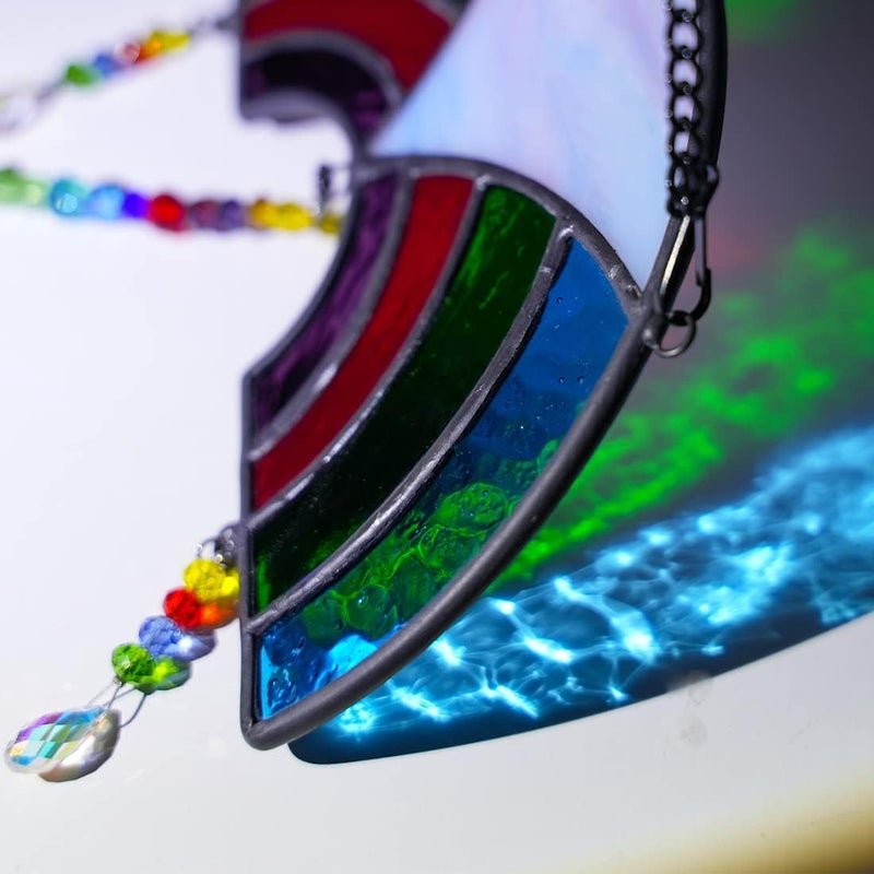 BOXCASA Stained Glass Suncatchers Crystals Pendants,Rainbow Crystal Beads Decor Gifts for Women,Suncatcher for Window Colorful Crystal Prism Pendants Gifts for Mother Grandma Nana Aunt - Image 4