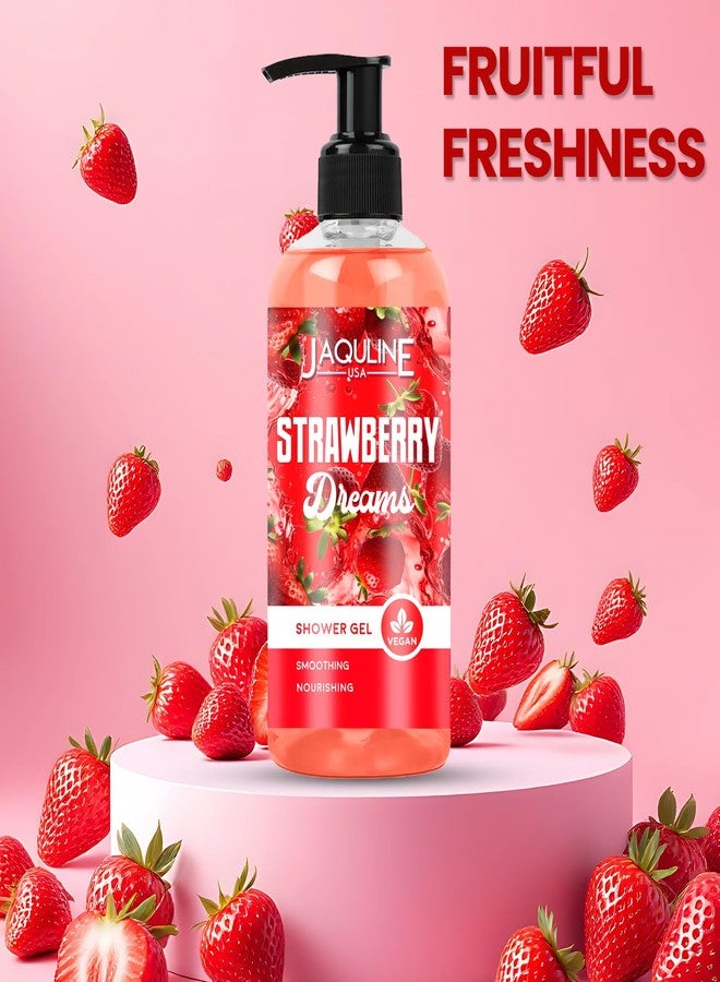 Jaquline USA Strawberry Dreams Shower Gel For Men & Women, 250ml|Calming & Soothing|Sweet Scent| With Aloevera Gel & Shea Butter - Image 2