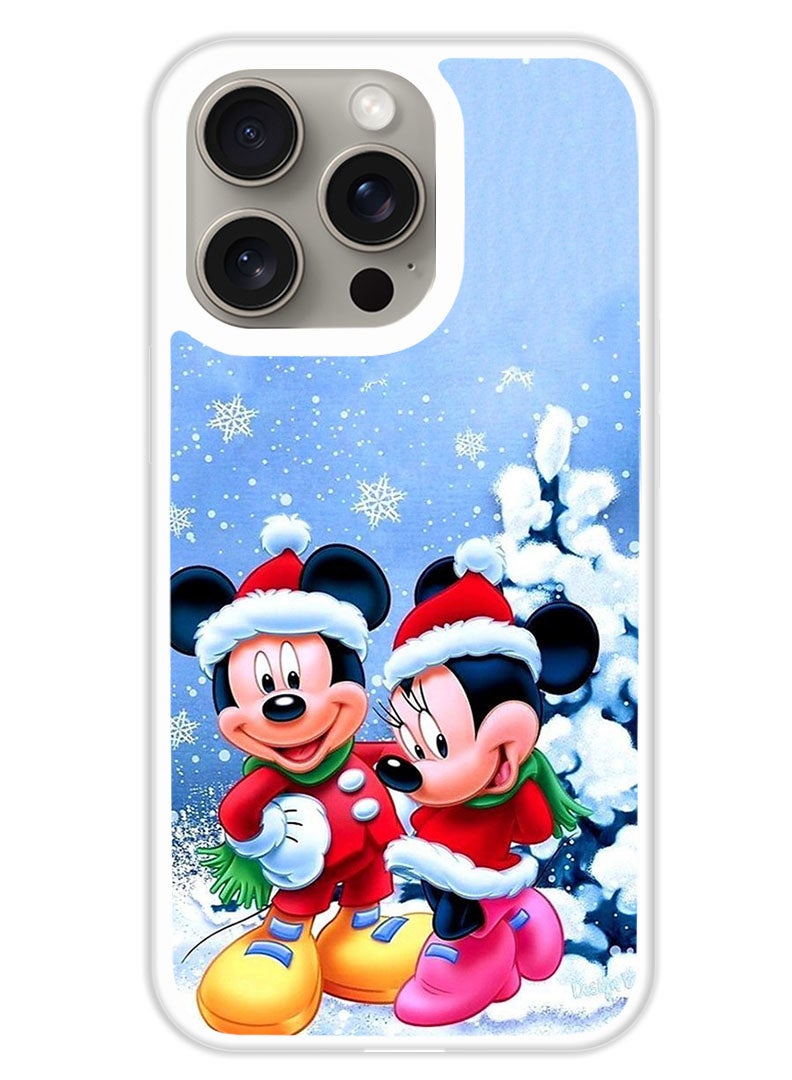 Theodor Protective Case Cover For APPLE IPHONE 15 Pro Max Mickey & Minnie Mouse (White Bumper) - Image 1