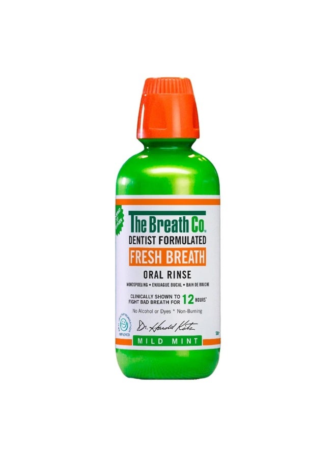 The Breath Co. Alcohol Free Mouthwash, Dentist Formulated Oral Rinse for 12 Hours of Fresh Breath - Mild Mint Flavour (500ml) - Image 1