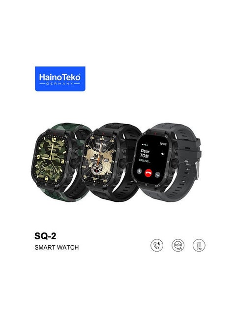 Haino Teko SQ2 AMOLED Display Smart Watch With 3 Pair Strap and Wireless Charger for Gents and Boys Black