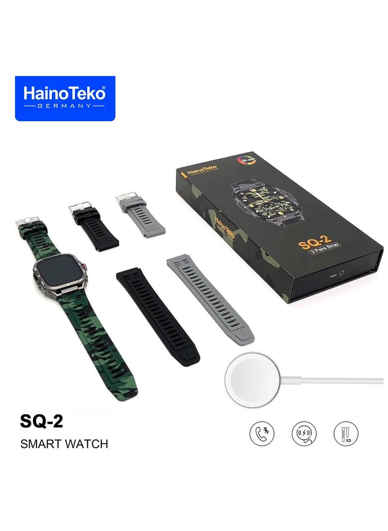 Haino Teko - Haino Teko SQ2 AMOLED Display Smart Watch With 3 Pair Strap and Wireless Charger for Gents and Boys Black - Image 1