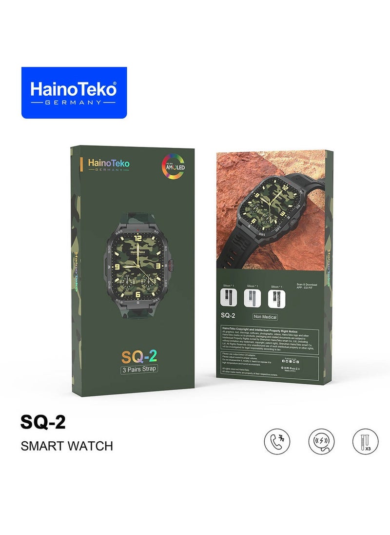 Haino Teko - Haino Teko SQ2 AMOLED Display Smart Watch With 3 Pair Strap and Wireless Charger for Gents and Boys Black - Image 1