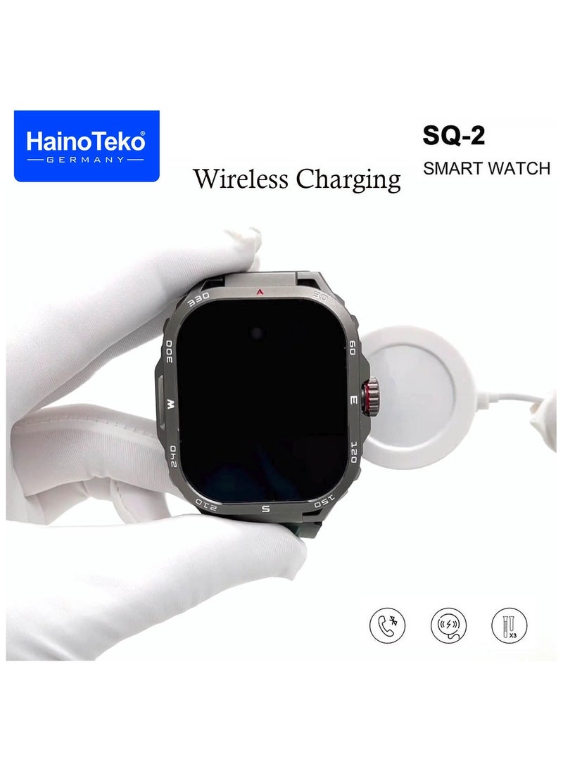 Haino Teko - Haino Teko SQ2 AMOLED Display Smart Watch With 3 Pair Strap and Wireless Charger for Gents and Boys Black - Image 1