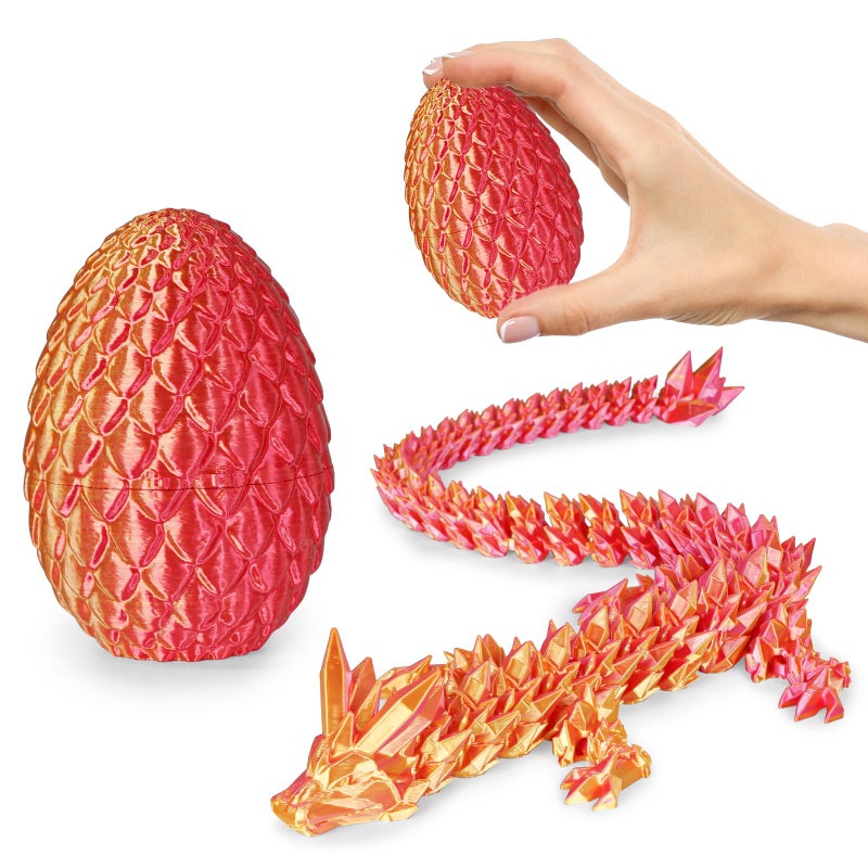 Olee Odee Small Dragon Eggs with Dragon Inside 3D Printed Surprise Funny Gifts for Kids Articulated Dragon Fidget Toys for Adults Executive Desk Toys Office Room Dcor Orange Red - Image 3