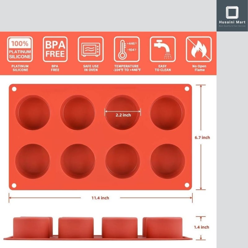 Husaini Mart HUSAINI MART 8 Cavity Slot Tall Cylinder Silicone Mould and Square Cube Mold for Mousse Cake French Dessert Chocolate Brownie Ice Cream Truffle Jelly Cookie macroon Pudding Jello Muffin  - Image 3