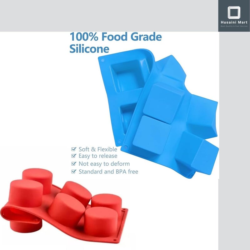 Husaini Mart HUSAINI MART 8 Cavity Slot Tall Cylinder Silicone Mould and Square Cube Mold for Mousse Cake French Dessert Chocolate Brownie Ice Cream Truffle Jelly Cookie macroon Pudding Jello Muffin  - Image 4