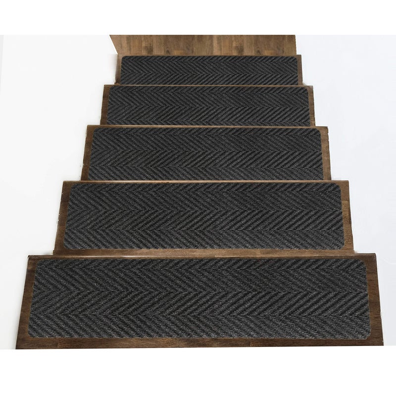 Jorviz Indoor and Outdoor Carpet Stair Treads  32 x 8 NonSlip Stair Treads Carpet for Wooden Steps  Rubber Stair Tread Mats  Stair Rugs Anti Slip for Kids Elders and Dogs  Black Set of 14
