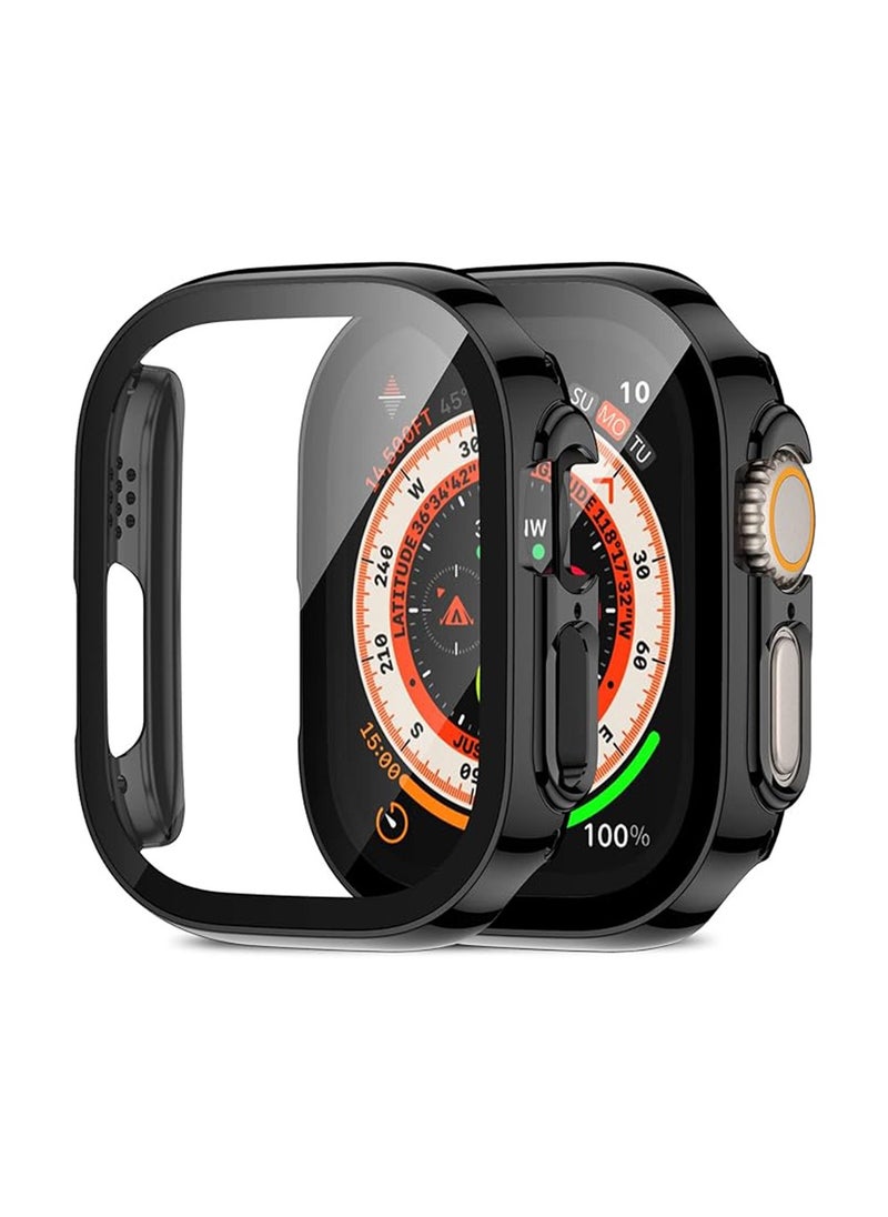 Generic Case 49 mm Compatible for Apple Watch Series 10 / 9 / 8 Ultra Case with Built in Screen Protector, Ultra Thin Straight Edge Hard PC Shockproof Protective Cover for iWatch Accessories (Black)  - Image 1