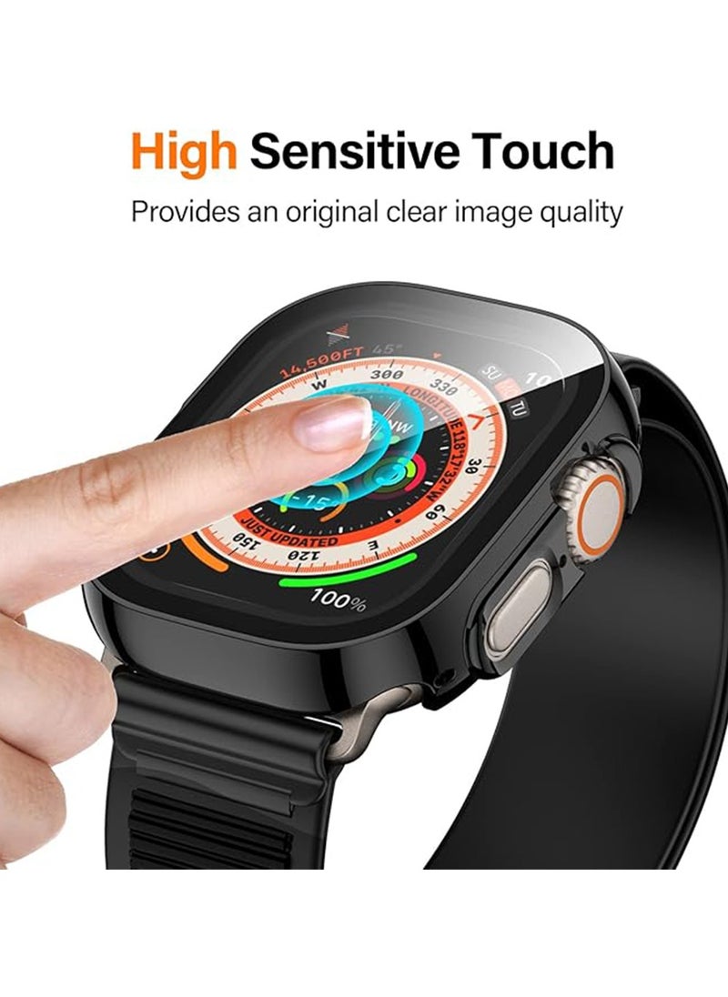 Generic Case 49 mm Compatible for Apple Watch Series 10 / 9 / 8 Ultra Case with Built in Screen Protector, Ultra Thin Straight Edge Hard PC Shockproof Protective Cover for iWatch Accessories (Black)  - Image 2