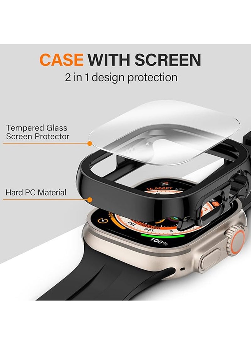 Generic Case 49 mm Compatible for Apple Watch Series 10 / 9 / 8 Ultra Case with Built in Screen Protector, Ultra Thin Straight Edge Hard PC Shockproof Protective Cover for iWatch Accessories (Black)  - Image 3