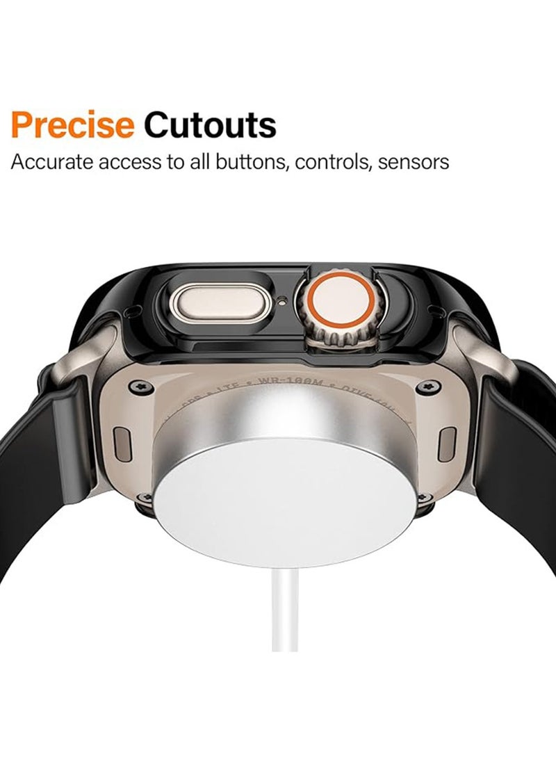 Generic Case 49 mm Compatible for Apple Watch Series 10 / 9 / 8 Ultra Case with Built in Screen Protector, Ultra Thin Straight Edge Hard PC Shockproof Protective Cover for iWatch Accessories (Black)  - Image 4