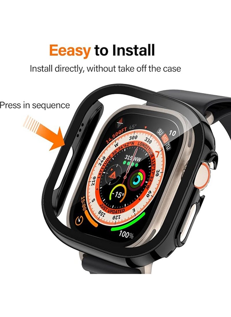 Generic Case 49 mm Compatible for Apple Watch Series 10 / 9 / 8 Ultra Case with Built in Screen Protector, Ultra Thin Straight Edge Hard PC Shockproof Protective Cover for iWatch Accessories (Black)  - Image 5