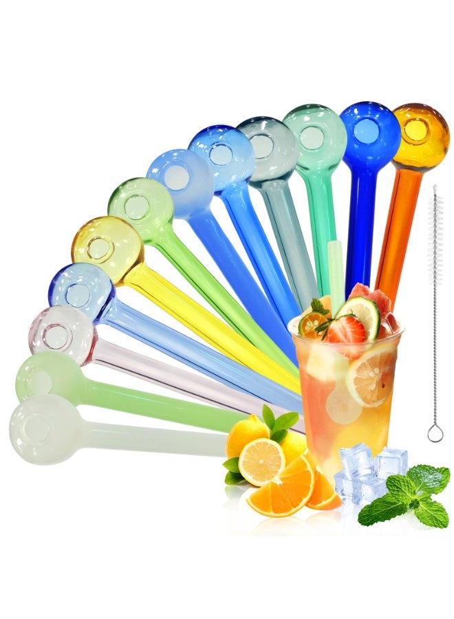 D&L 12 Pcs Glass Straws Shatter Resistant 4 Inch Short Reusable Glass Straw With Cleaning Brush Dishwasher Safe  Drinking Straws Perfect For  Smoothies Coffee Fruit Juice - Image 1