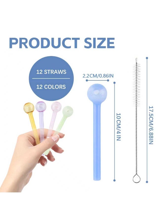 D&L 12 Pcs Glass Straws Shatter Resistant 4 Inch Short Reusable Glass Straw With Cleaning Brush Dishwasher Safe  Drinking Straws Perfect For  Smoothies Coffee Fruit Juice - Image 2